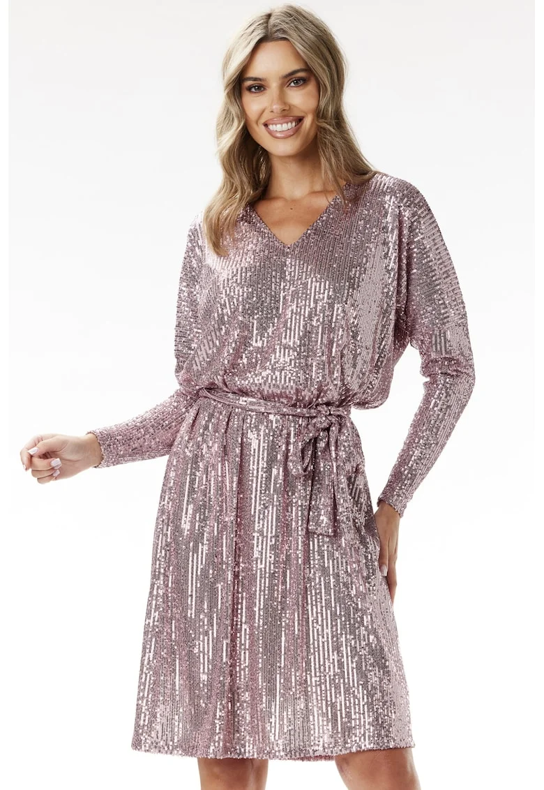 Rochie  A690, roz, poliester-elastan