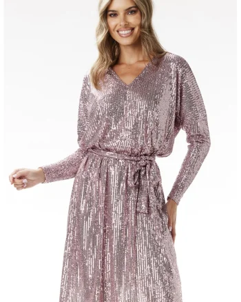 Rochie  A690, roz, poliester-elastan
