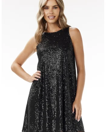 Rochie,  A691, paiete, negru, poliester