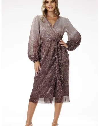 Rochie,  A702, paiete, maro, poliester