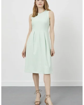 Rochie midi cu croiala in A, Verde pal