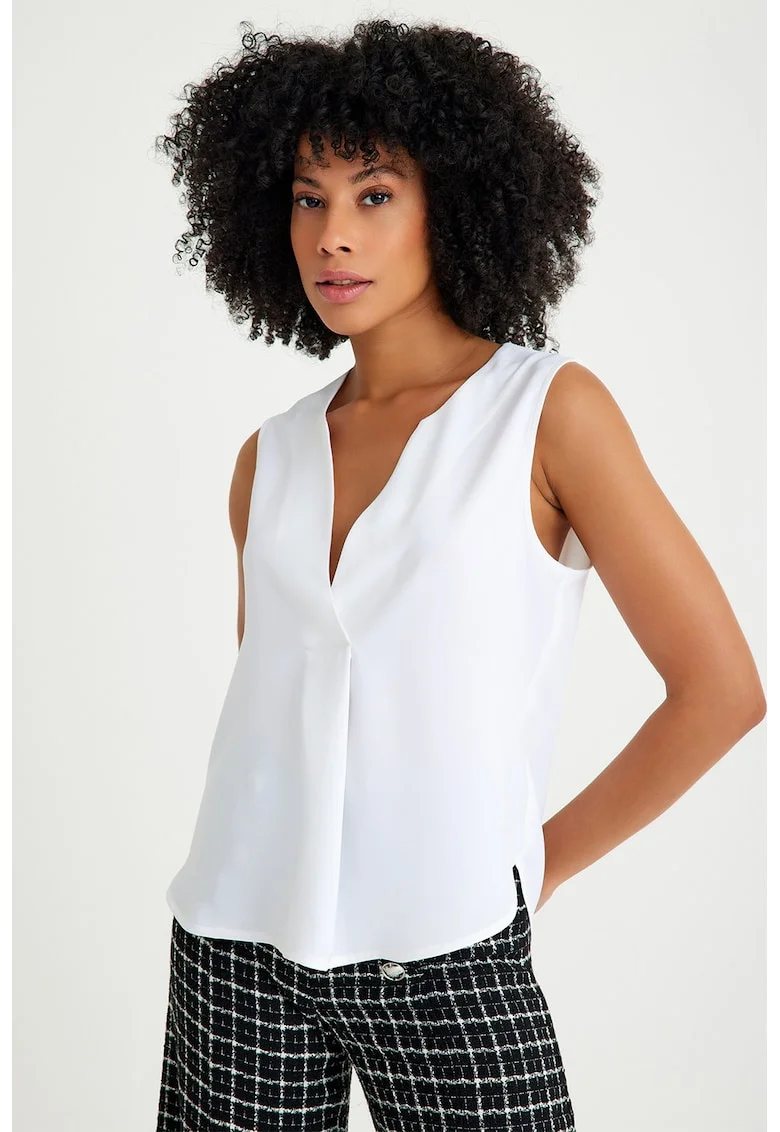 Bluza uni fara maneci, Alb