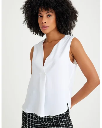 Bluza uni fara maneci, Alb