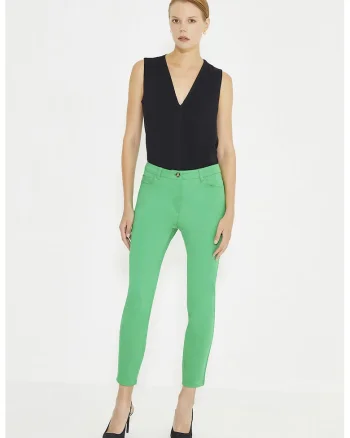Pantaloni crop cu croiala slim-fit, Verde