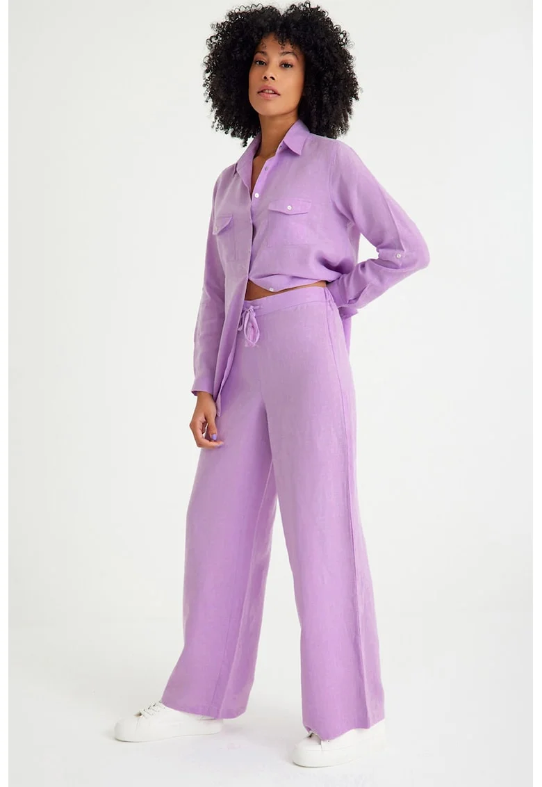 Pantaloni relaxed-fit cu snururi, Lila