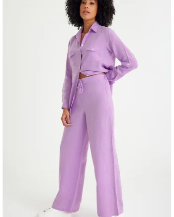 Pantaloni relaxed-fit cu snururi, Lila