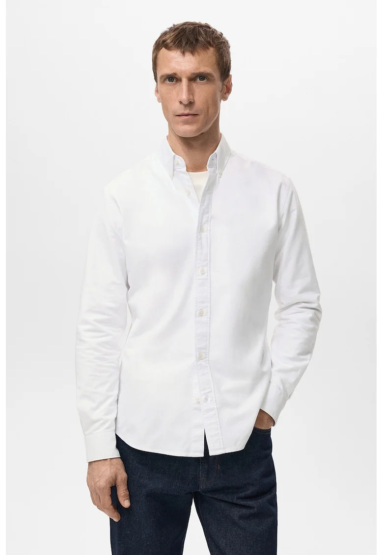Camasa Oxford din bumbac, Alb optic