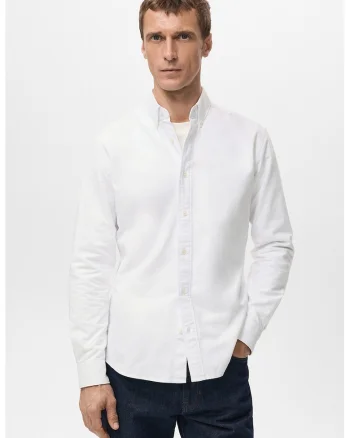 Camasa Oxford din bumbac, Alb optic