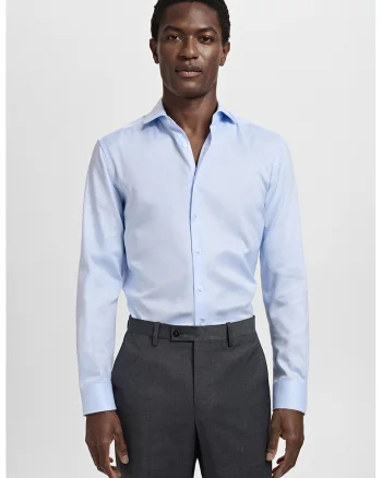Camasa slim fit de bumbac, Albastru deschis