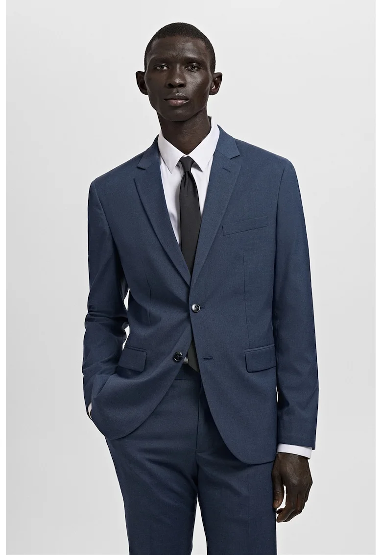 Sacou super slim-fit cu buzunare cu clapa, Albastru inchis