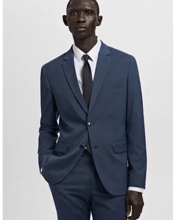 Sacou super slim-fit cu buzunare cu clapa, Albastru inchis