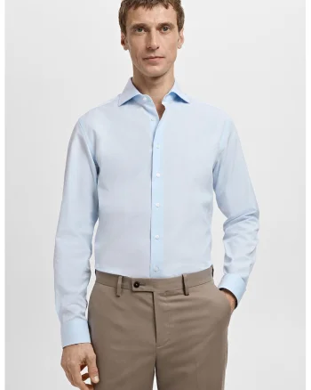 Camasa slim-fit din bumbac, Albastru deschis