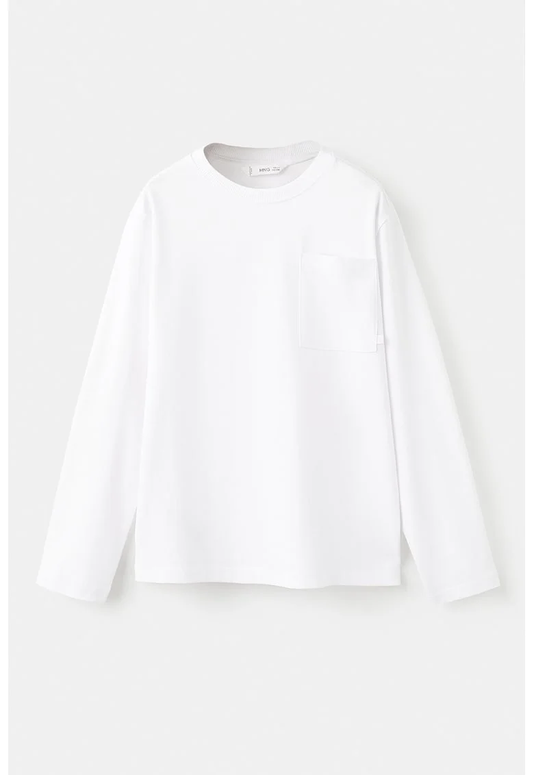 Bluza din bumbac cu buzunar pe piept, Alb