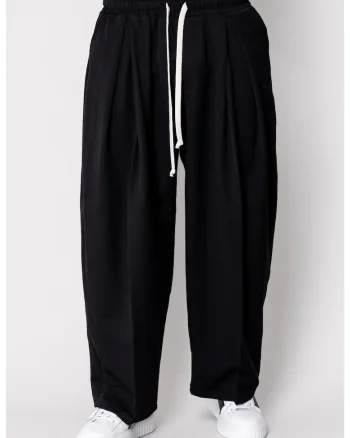 Pantalon lung foarte larg cu snur Black 19650, Negru