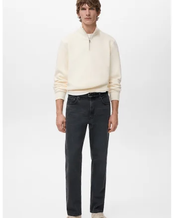 Bluza de trening cu fenta cu fermoar, Crem