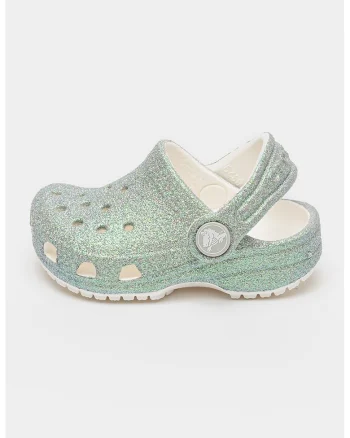 Saboti slingback cu aspect stralucitor, Verde pal/Crem