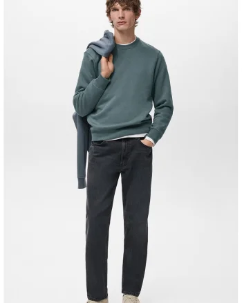 Bluza de trening din amestec de bumbac cu decolteu la baza gatului, Verde pal