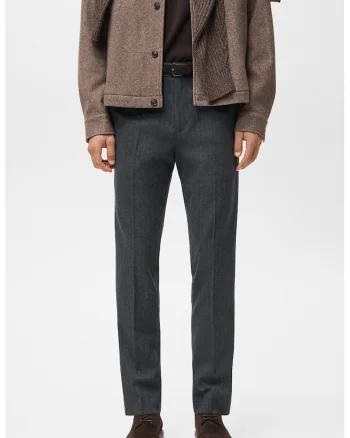 Pantaloni slim fit cu dungi, Gri inchis melange