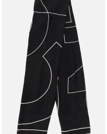 Esarfa cu model, Alb/Negru