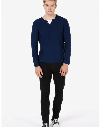 Pulover cu decolteu in V, Bleumarin