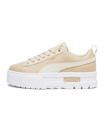 Pantofi sport flatform cu insertii din piele intoarsa Mayze, Galben pal