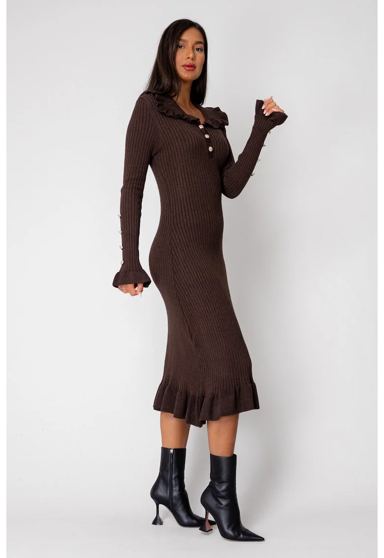 Rochie lunga tricotata Brown 18426, Maro