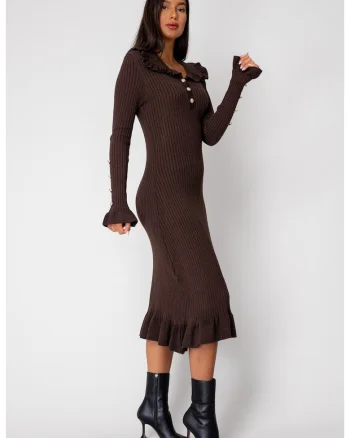 Rochie lunga tricotata Brown 18426, Maro