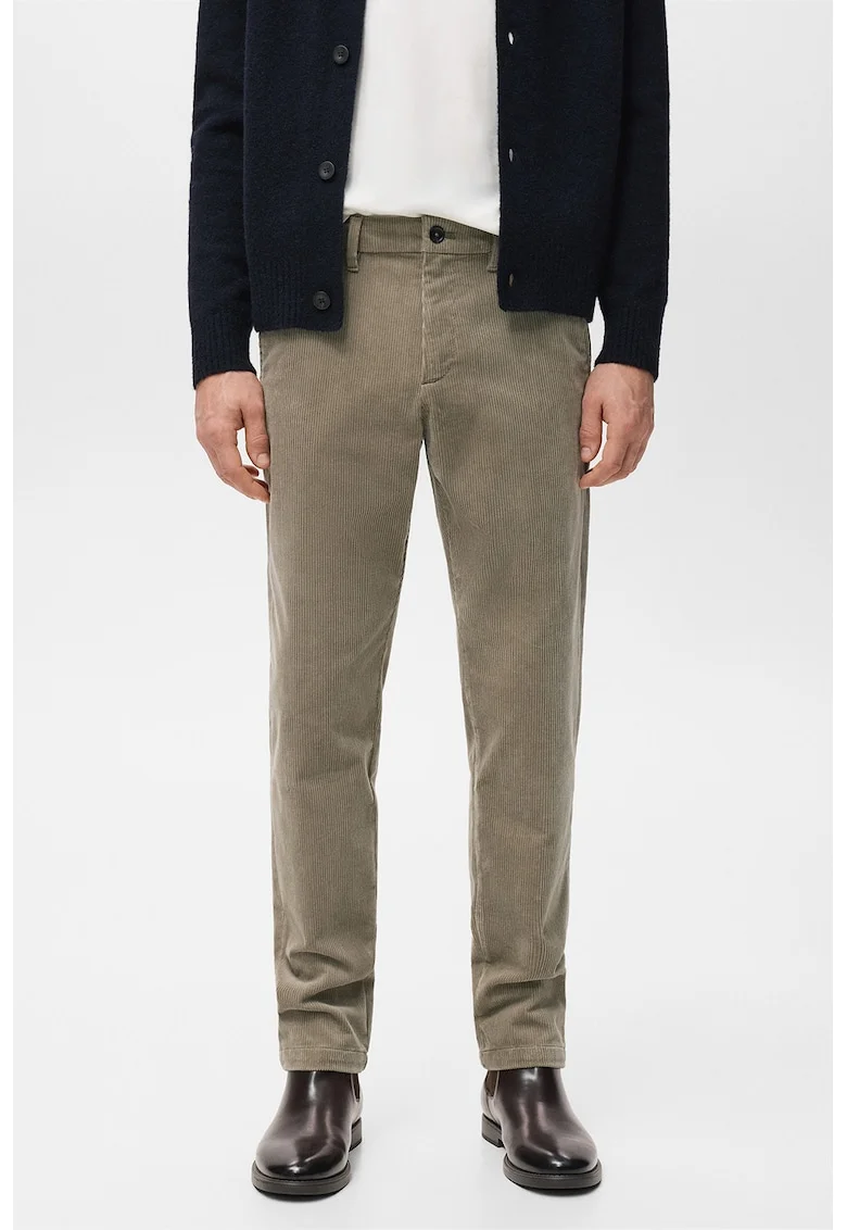 Pantaloni slim fit din reiat, Grej
