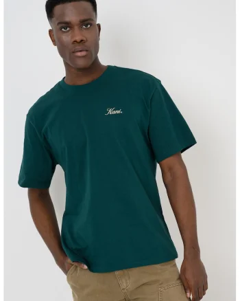 Tricou din bumbac cu imprimeu pe partea din spate, Bej/Verde englez