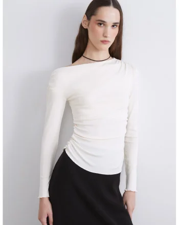 Bluza slim-fit cu maneci lungi, Alb