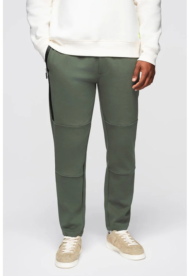 Pantaloni de trening din amestec de bumbac cu snur de ajustare, Kaki pal