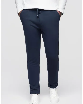 Pantaloni regular fit cu model uni, Bleumarin
