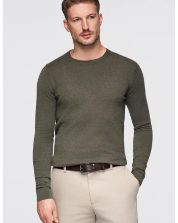 Bluza uni cu decolteu la baza gatului, Kaki