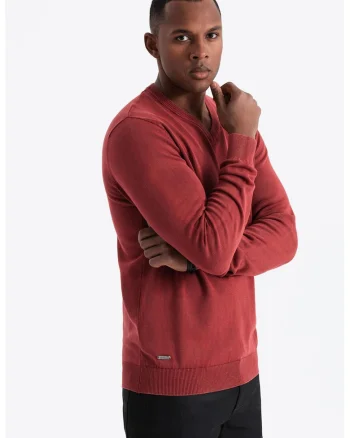 Bluza de trening cu decolteu in V si model uni, Coral