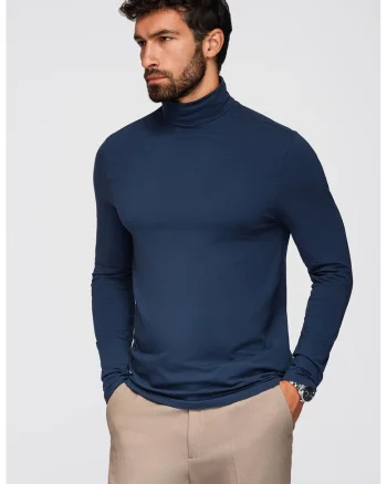 Bluza slim fit cu guler inalt, Bleumarin