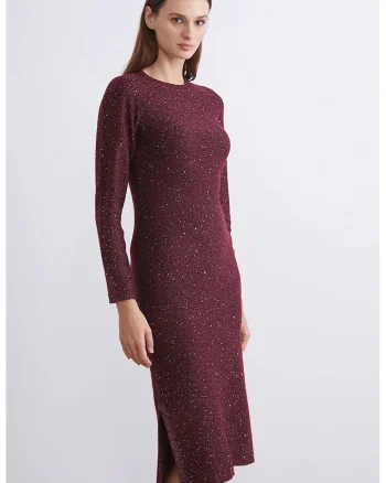 Rochie cu paiete si maneci lungi, Visiniu