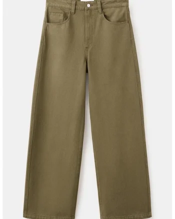 Blugi regular fit cu talie medie, Kaki