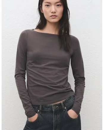 Bluza slim fit din amestec de bumbac, Gri inchis