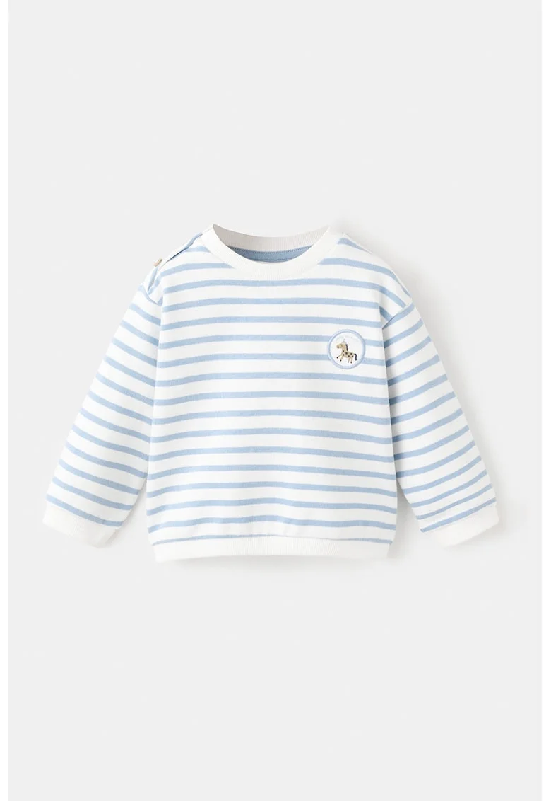 Bluza de trenin de bumbac cu dungi, Alb/Albastru deschis