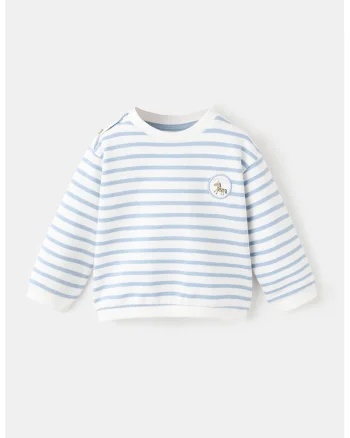 Bluza de trenin de bumbac cu dungi, Alb/Albastru deschis