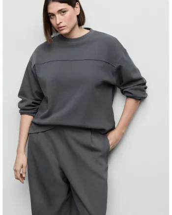 Bluza de trening cu mansete elastice, Gri inchis
