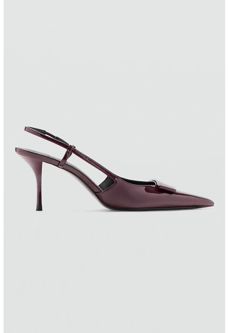 Pantofi slingback cu aspect lacuit, Visiniu