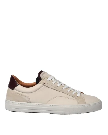 Pantofi sport low-cut din piele, Alb murdar