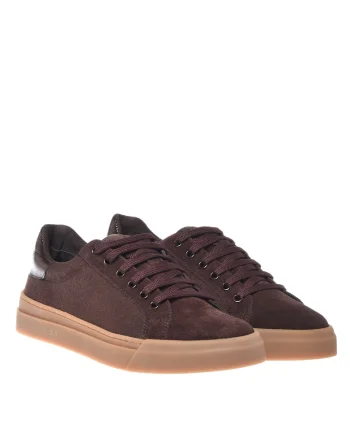 Pantofi sport low-cut din piele intoarsa, Maro