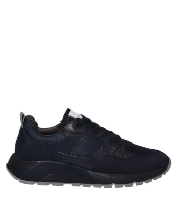 Pantofi sport din piele cu insertii din plasa, Albastru indigo