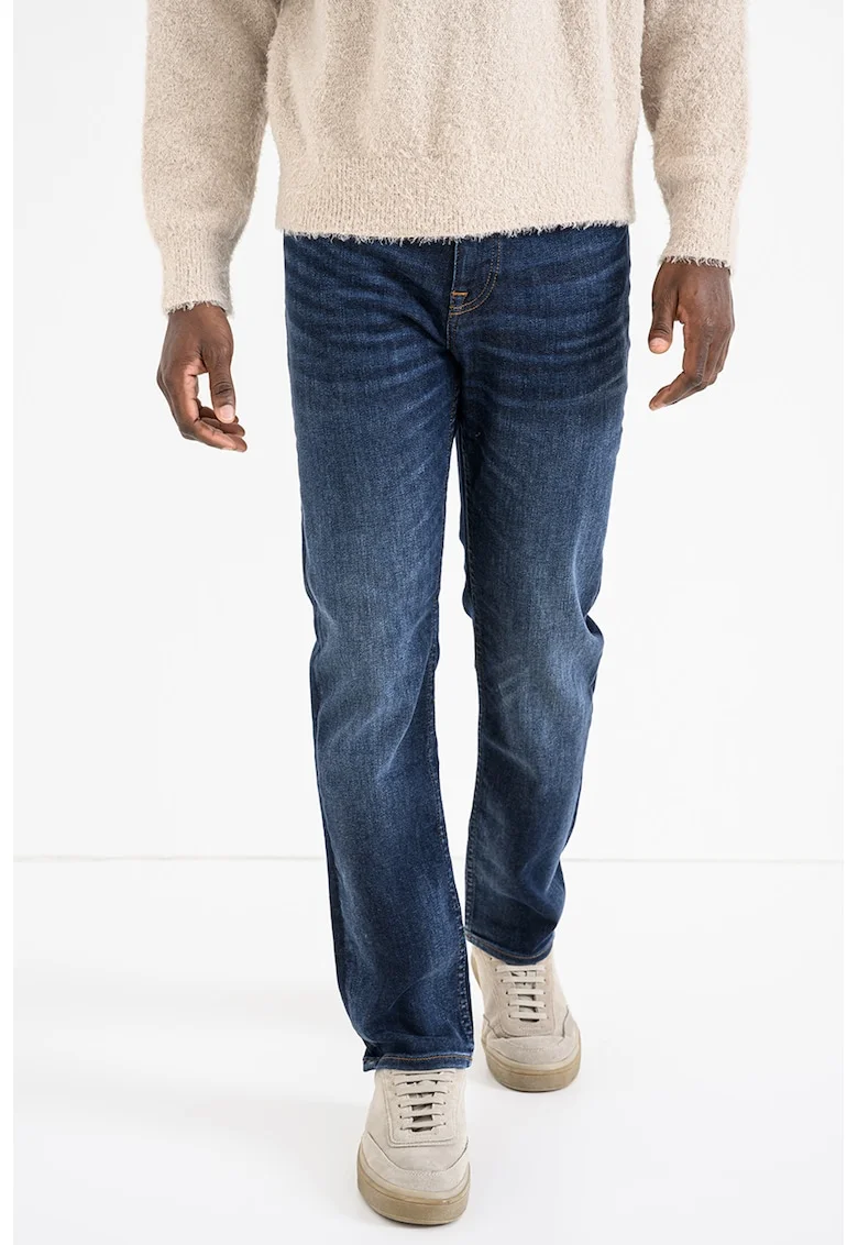 Blugi slim-fit cu denim cu tehnologie soft-motion, Albastru inchis