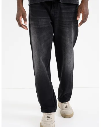 Blugi relaxed-fit cu aspect decolorat, Negru melange
