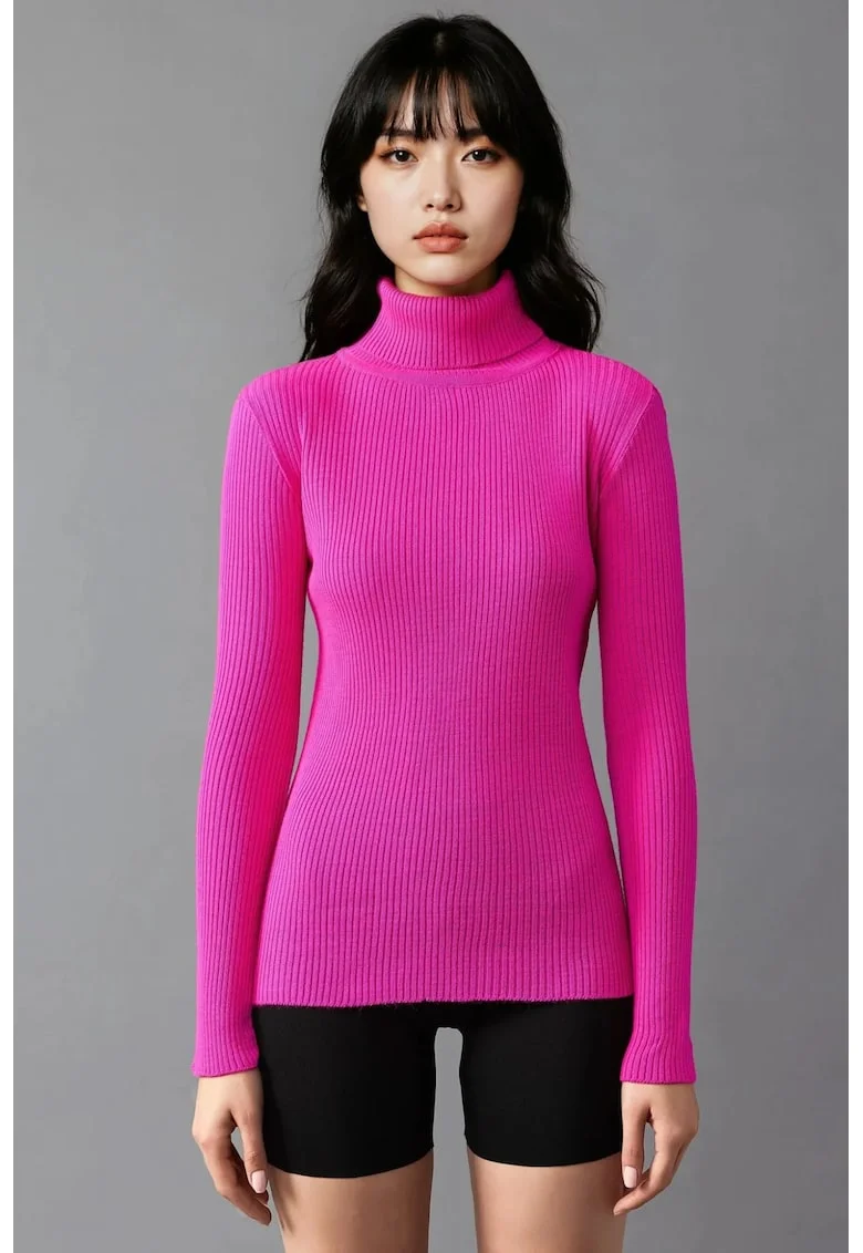 Pulover dama,  texturat, roz, tricot, One Size
