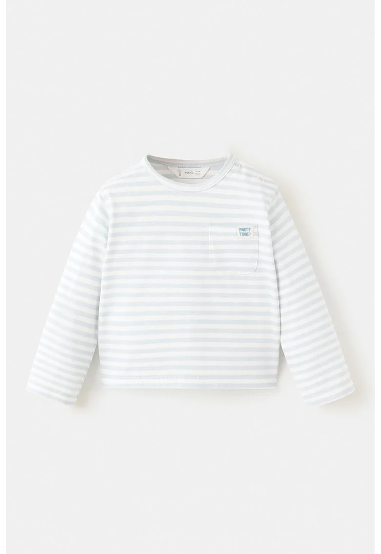 Bluza din bumbac cu dungi, Albastru glaciar