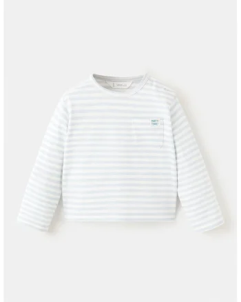 Bluza din bumbac cu dungi, Albastru glaciar